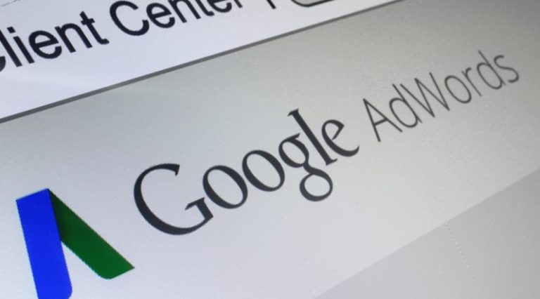 Screenshot of slanted Google AdWords logo